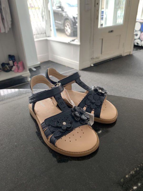 Geox leather sandals in navy 1