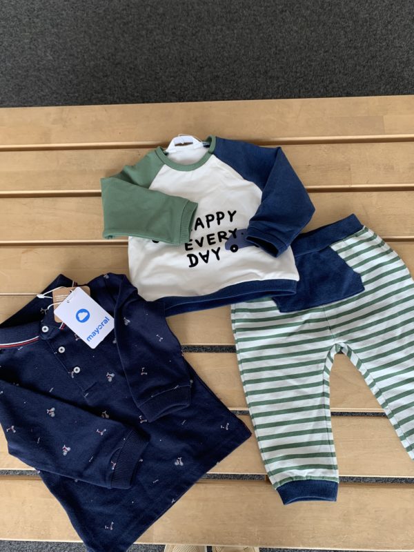 Mayoral 2 piece baby set + FREE Polo T-shirt in navy 1