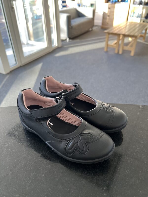 Geox black leather school shoes 1